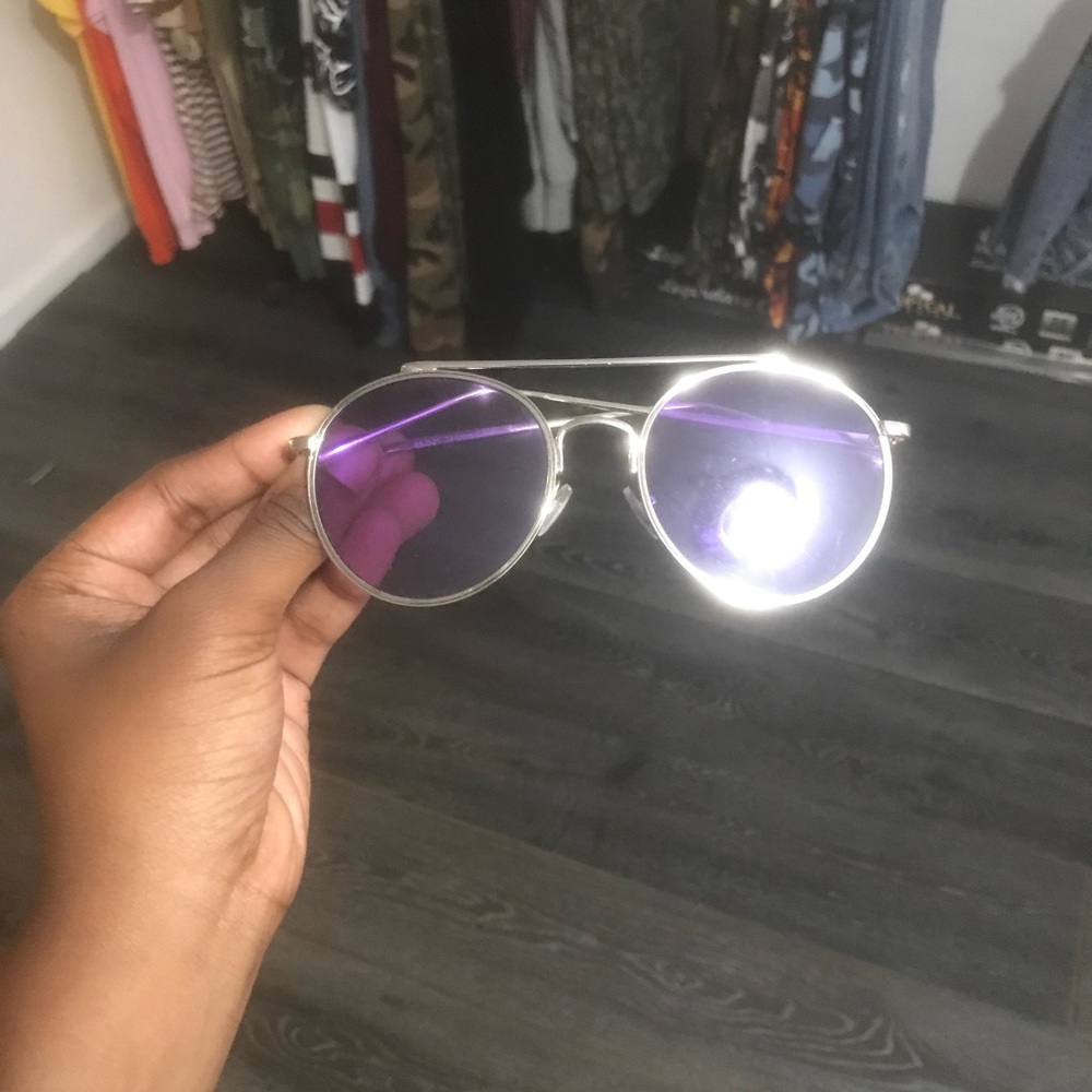 purple sunglasses.